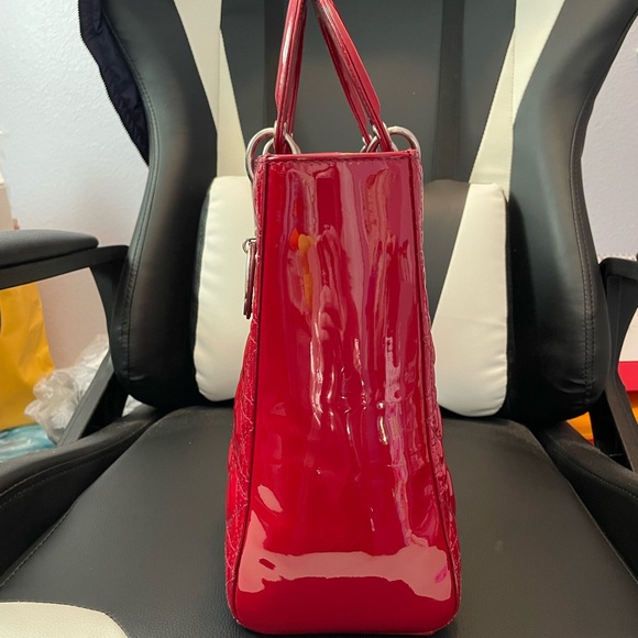 Dior Red Tote with Quilted Leather and Gold Hardware - Picture 3 of 7